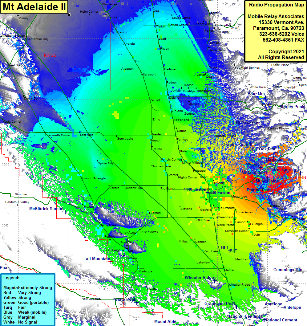 heat map radio coverage Mt Adelaide II